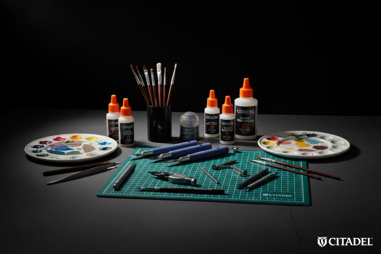 Accessoires Citadel Games Workshop - outils, pinceaux et colles pour figurines Warhammer
